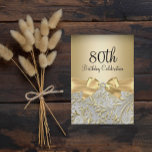 80th Birthday Party Elegant Gold Bow Floral Swirl Invitation<br><div class="desc">Elegant Gold Bow Floral Swirl 80th Birthday Party Invitation. Elegant gold diamond bow & floral swirl design. Please note: All flat images! They do not have real jewels!</div>
