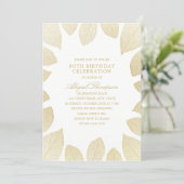 80th Birthday Party Elegant Gold Leaves Invitation (Standing Front)