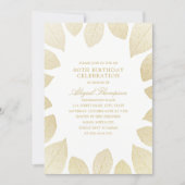 80th Birthday Party Elegant Gold Leaves Invitation (Front)