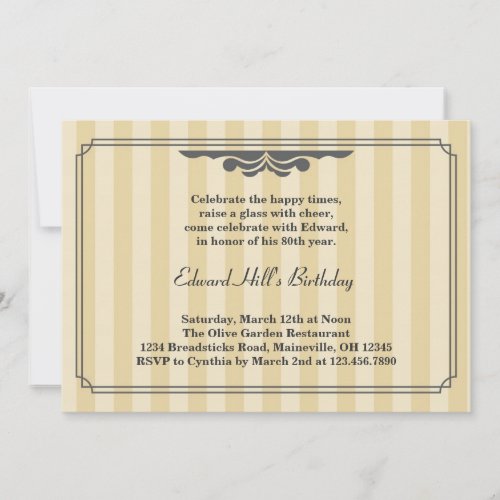 80th Birthday Party Elegant Invitation