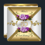 80th Birthday Party Elegant Purple Gold Roses A Invitation<br><div class="desc">80th Birthday Party, Roses Purple White Gold Birthday Party. Invitation floral flowers, Party birthday invites. This Design Style is Copyrighted © Content and Designs © 2000-2015 Zizzago™ (Trademark) and its licensors. Customize with your own details and age. Fabulous product for Women, Girls, Zizzago created this design PLEASE NOTE all flat...</div>