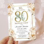 80th Birthday Party Elegant White Peony Floral Invitation<br><div class="desc">Celebrate 80 years in style with our elegant "80th Birthday Party Elegant White Peony Floral Invitation!" Perfect for an elegant and memorable 80th birthday party. Order your today and make your celebration truly special! Please note: Gold glitter effects are only simulated; no real gold will be used in the printing...</div>