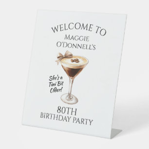 80th Birthday Party Espresso Martini Welcome Pedestal Sign