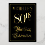 [ Thumbnail: 80th Birthday Party — Fancy Script & Custom Name Invitation ]
