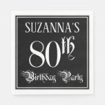 [ Thumbnail: 80th Birthday Party — Fancy Script + Custom Name Napkins ]