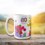 80th birthday party floral bouquet coffee mug<br><div class="desc">80th birthday party floral bouquet coffee mug. . 
Photographed and designed with love
Plan and organize the most amazing birthday party!
Personalize with the birthday girl's first name. Enjoy!</div>