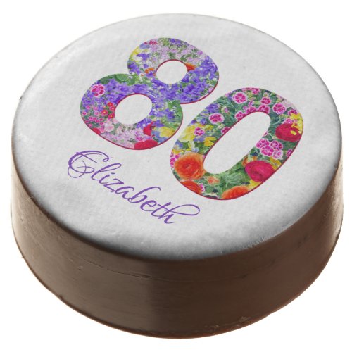 80th birthday party floral colorful covered Oreos
