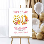 80th Birthday Party Floral Gold Number 80 Welcome Foam Board<br><div class="desc">80th birthday party welcome board with gold number 80 decorated with pretty flowers. Feminine and elegant design with watercolor floral arrangements in shades of pink yellow orange and purple. Perfect for 80th birthday celebration,  spring or summer birthday lunch,  garden tea party etc.</div>