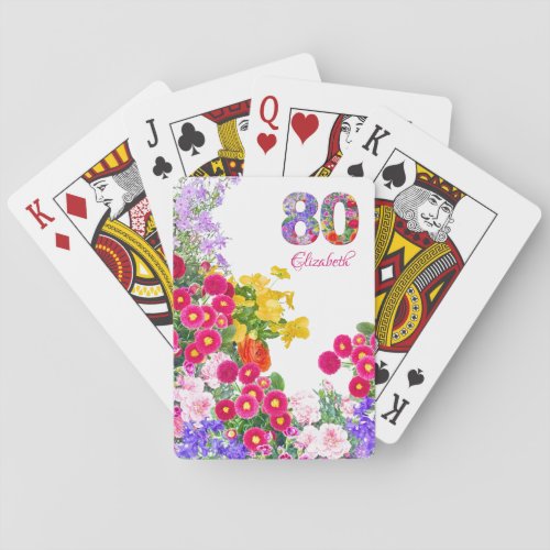80th birthday party flower bouquet playing cards