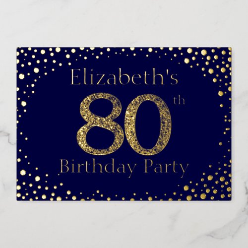 80th Birthday Party Foil Invitation