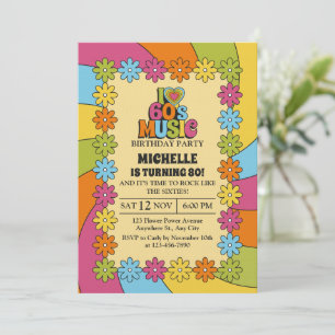 80th Birthday Party for 60s Music Lovers Invitation