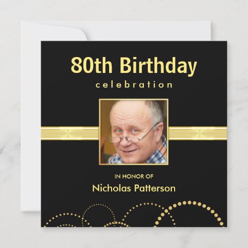 80th Birthday Party Formal _ Photo Optional Invitation