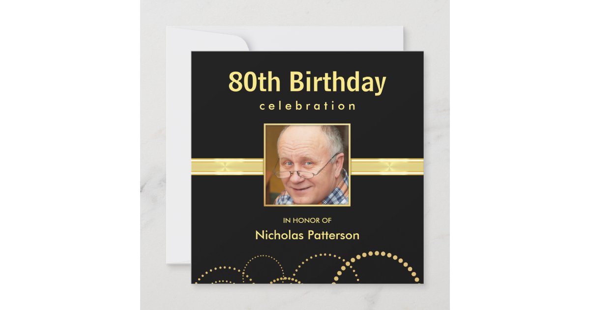 80th Birthday Party Formal - Photo Optional Invitation | Zazzle