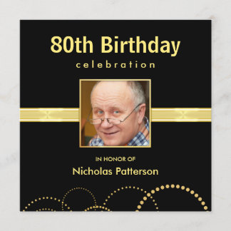 80th Birthday Party Formal - Photo Optional Invitation