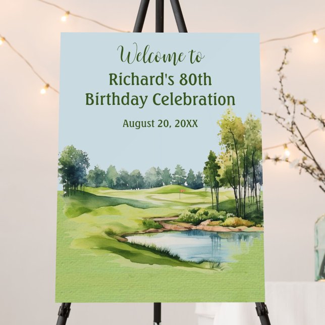 80th Birthday Party Golf Men's Welcome   Foam Board (Creator Uploaded)