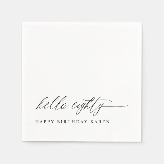 80th Birthday Party Hello 80 Modern Milestone Napkins (Front)