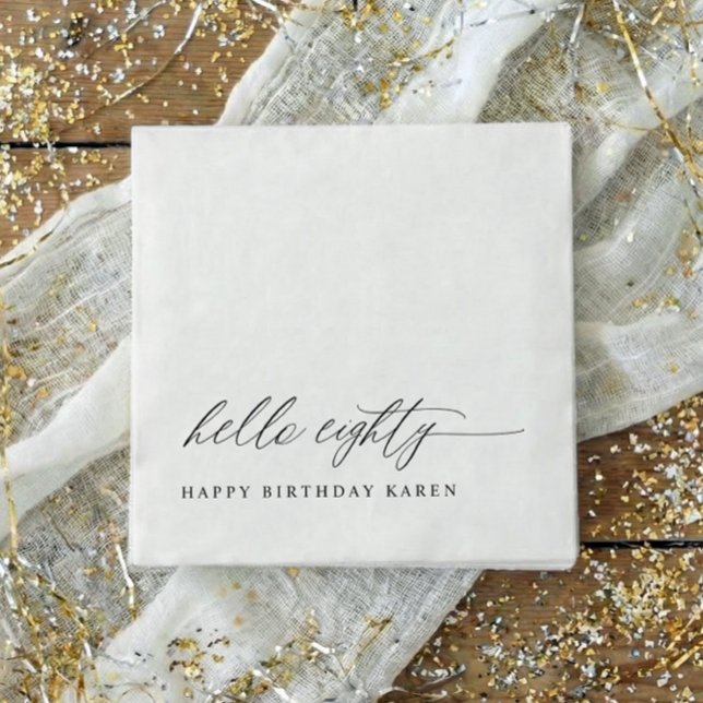 80th Birthday Party Hello 80 Modern Milestone Napkins (80th birthday party napkins - modern elegant hello eighty birthday party decor - milestone)