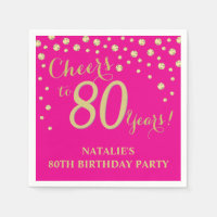 80th Birthday Party Hot Pink and Gold Diamond