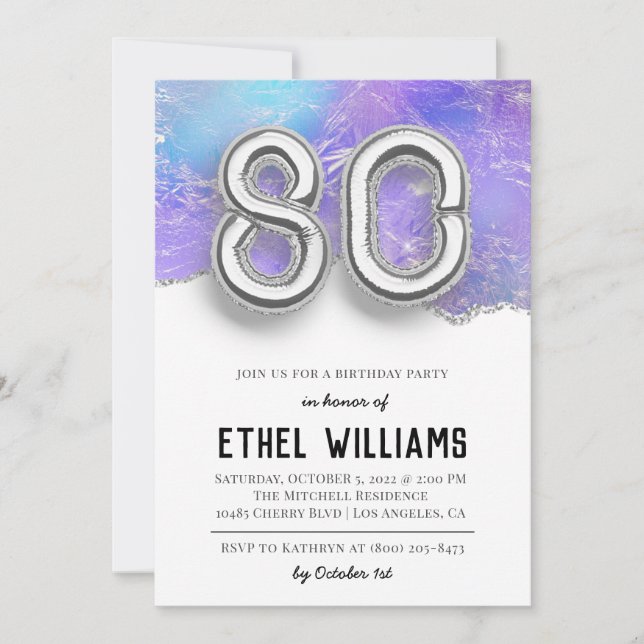 80th Birthday Party Invitation (Front)