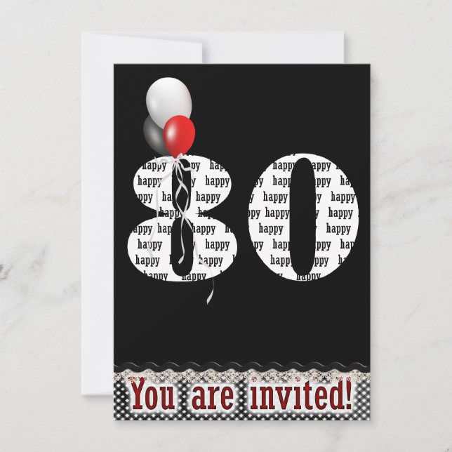 80th Birthday Party Invitation (Front)
