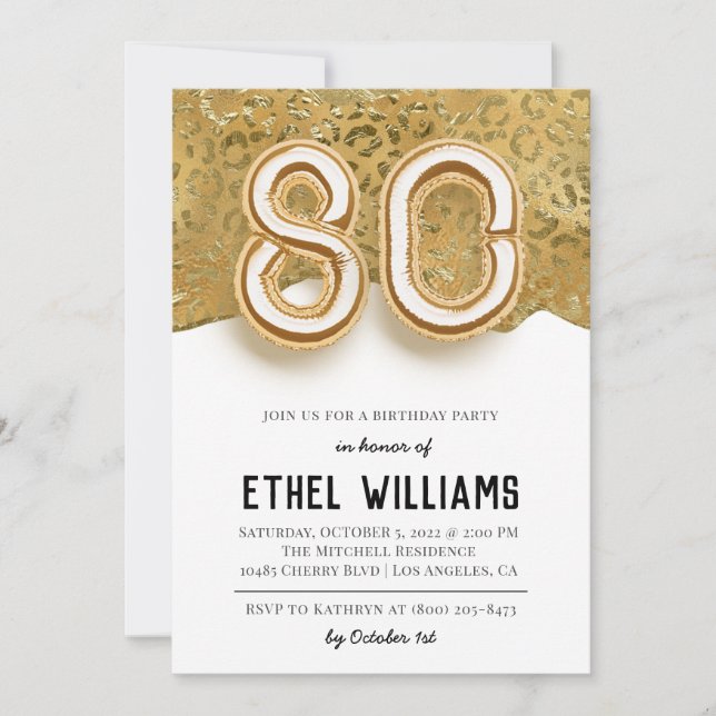 80th Birthday Party Invitation (Front)