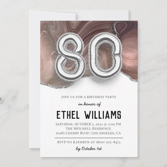 80th Birthday Party Invitation (Front)