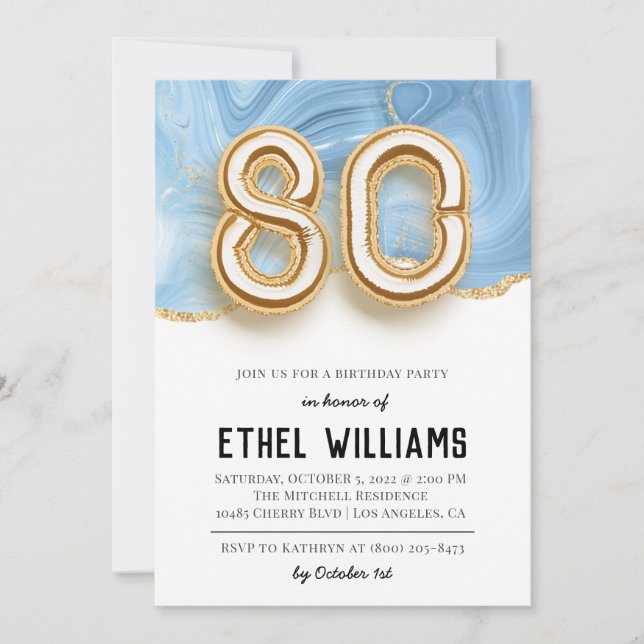 80th Birthday Party Invitation (Front)