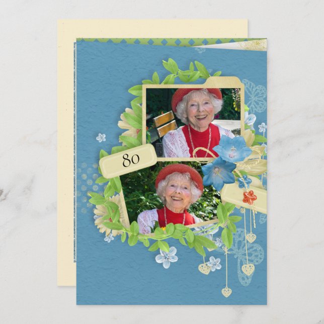 80th Birthday Party Invitation (Front/Back)