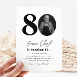 80th Birthday Party Invitation | 80th Birthday<br><div class="desc">Minimalist 80th Photo Birthday Invitation.
Ready to be personalized by you!</div>