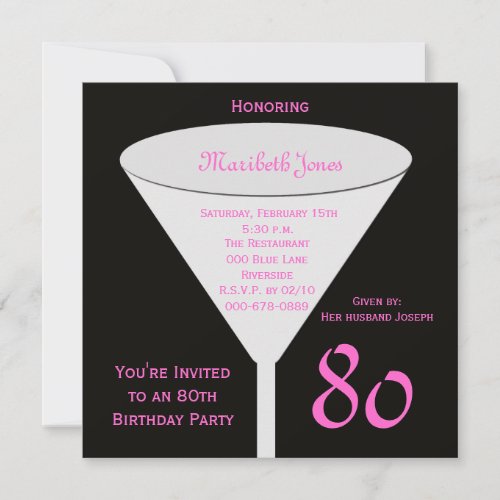 80th Birthday Party Invitation 80th Toast