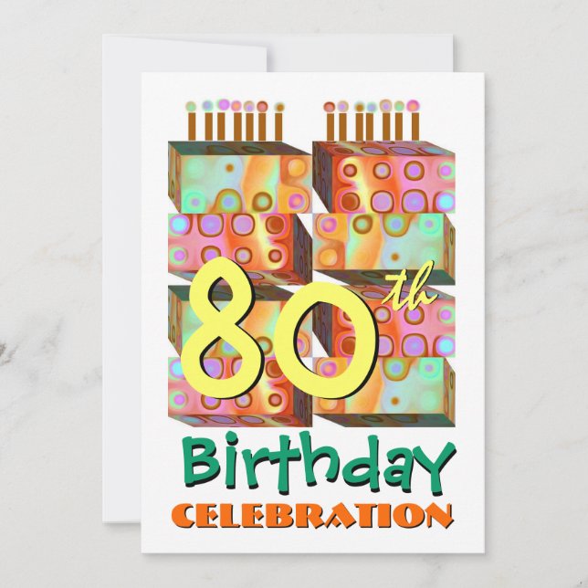 80th Birthday Party Invitation Candles & Gifts (Front)