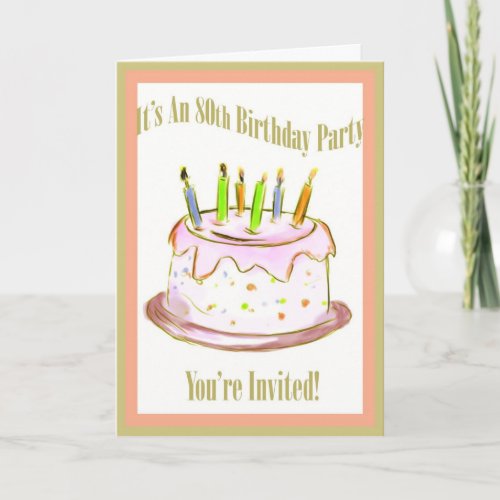 80th Birthday Party Invitation Card