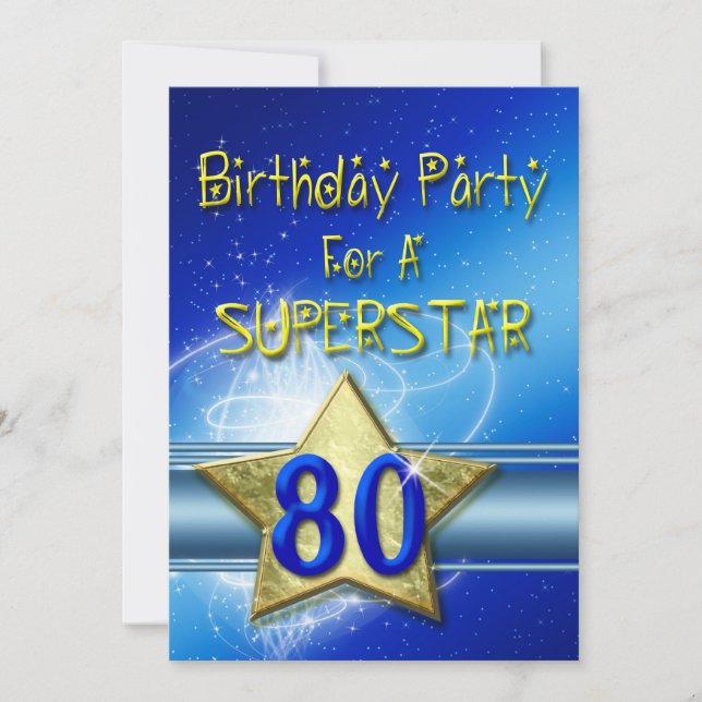 80th Birthday party Invitation for a Superstar. (Front)