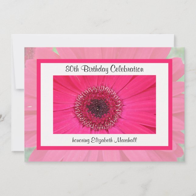 80th Birthday Party Invitation Gerbera Daisy (Front)