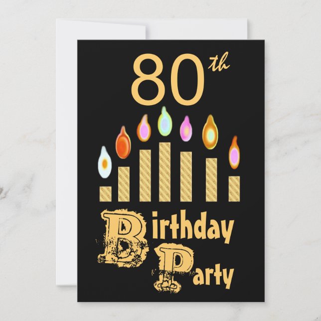 80th Birthday Party Invitation - GOLD (Front)