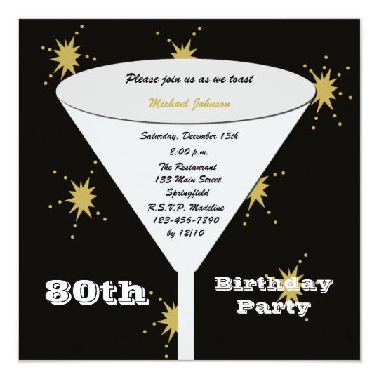 80th birthday party invitation gold 80th toast zazzle com 80th birthday party invitations