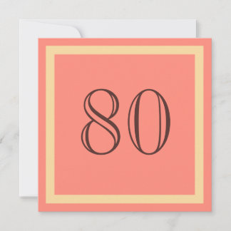 80th Birthday Party Invitation - Salmon Coral