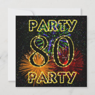 80th birthday party invitation with fireworks