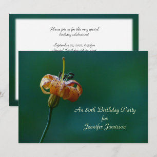 80th Birthday Party Invitation, Yellow Lily Invitation