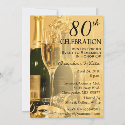 80th Birthday Party Invitations