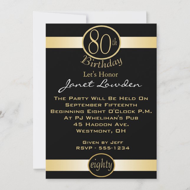 80th Birthday Party Invitations (Front)