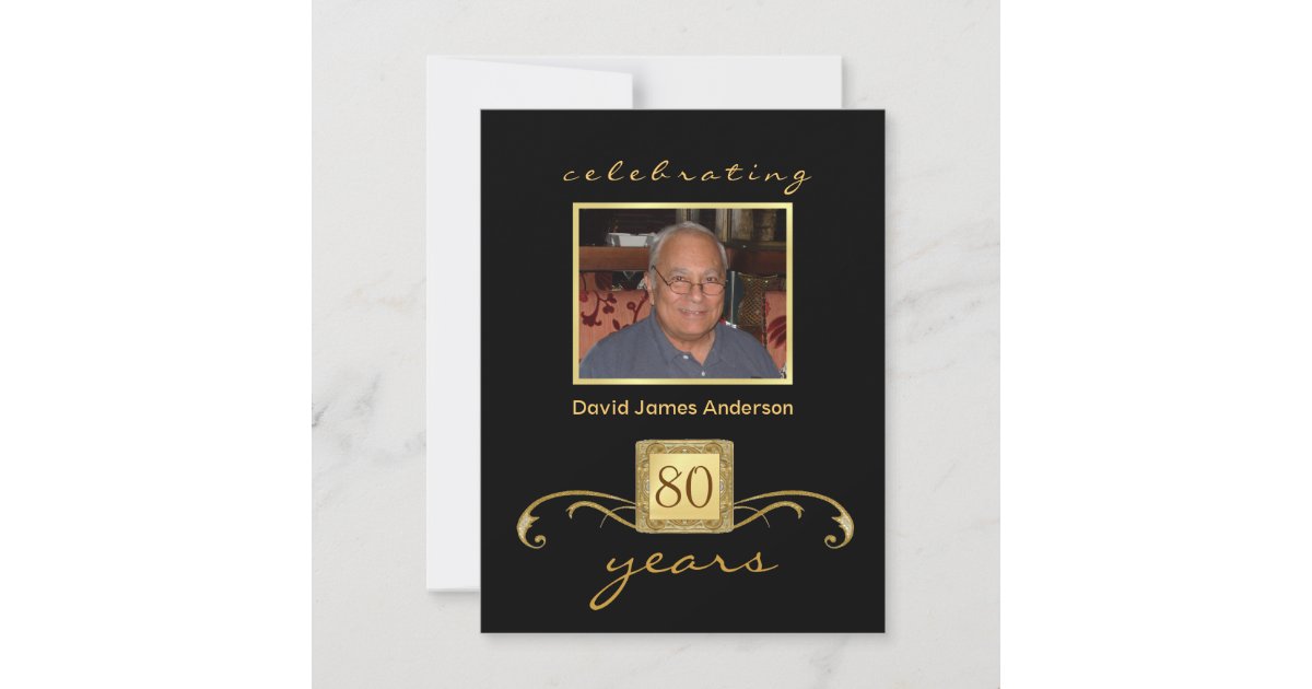 80th Birthday Party Invitations - Formal Monogram | Zazzle.com