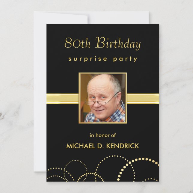 80th Birthday Party Invitations - Photo Optional (Front)