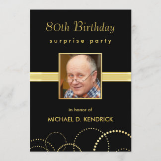 80th Birthday Party Invitations - Photo Optional