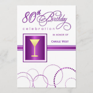 80th Birthday Party Invitations - with Monogram