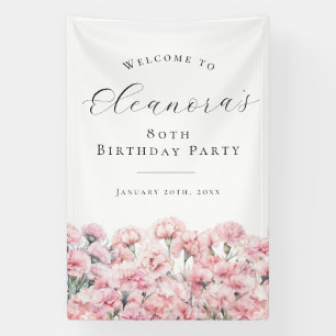 80th Birthday Party January Birth Flower Welcome Banner