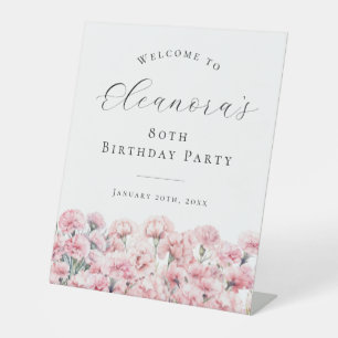 80th Birthday Party January Birth Flower Welcome Pedestal Sign