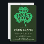 80th Birthday Party Lucky Shamrock Irish Invitation<br><div class="desc">A lucky shamrock brings your wishes to the birthday celebrant on this Irish Saint Patrick's Day party invitation. This Irish Birthday collection makes your party planning a breeze. It contains professionally designed templates for invitations,  welcome signs and party decorations.</div>