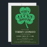 80th Birthday Party Lucky Shamrock Irish Invitation<br><div class="desc">A lucky shamrock brings your wishes to the birthday celebrant on this Irish Saint Patrick's Day party invitation. This Irish Birthday collection makes your party planning a breeze. It contains professionally designed templates for invitations,  welcome signs and party decorations.</div>