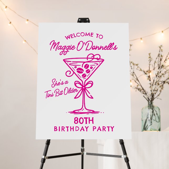 80th Birthday Party Martini Welcome Foam Boards (In Situ (Stand))